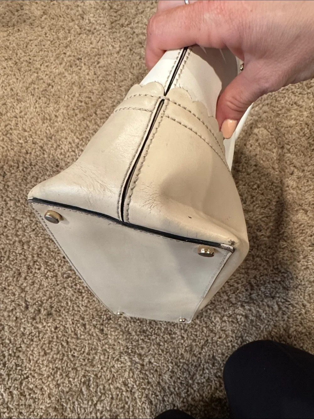 kate spade Cream and Beige Two-Tone Leather Tote